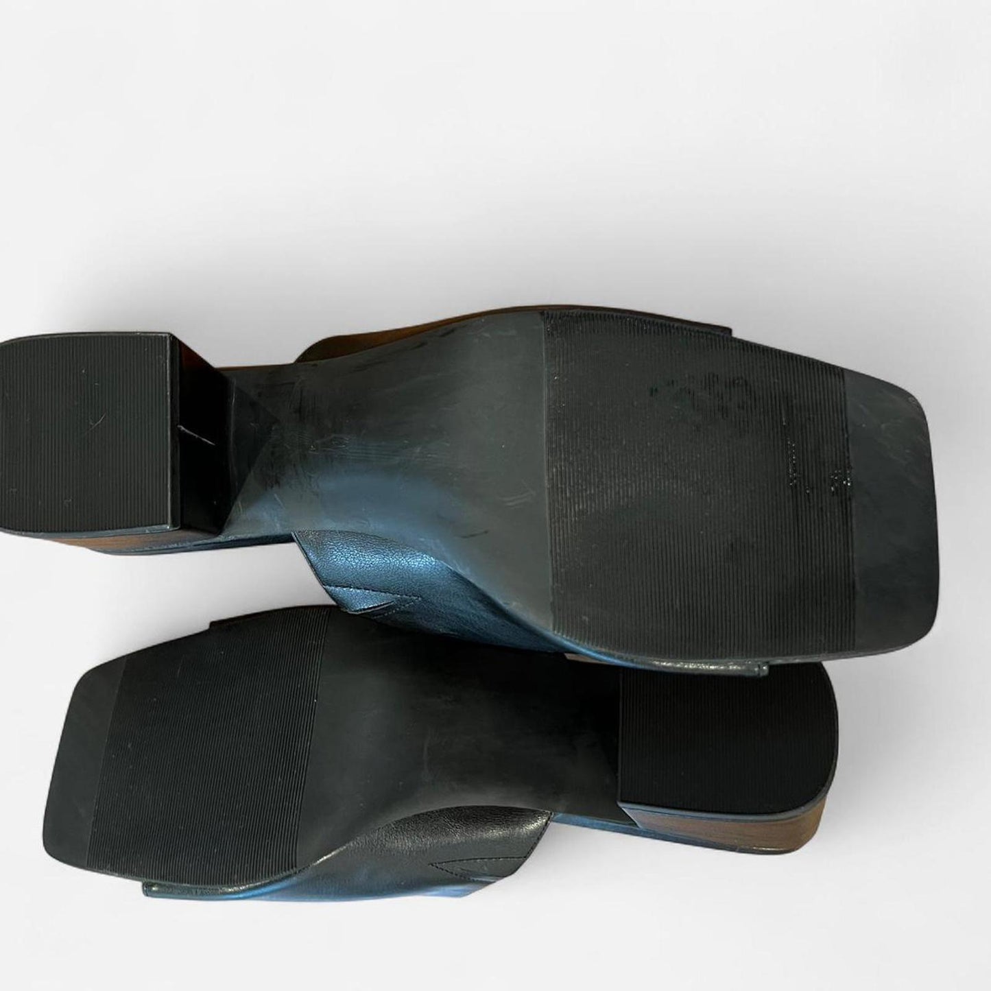 Black Square Toe Mule Heels