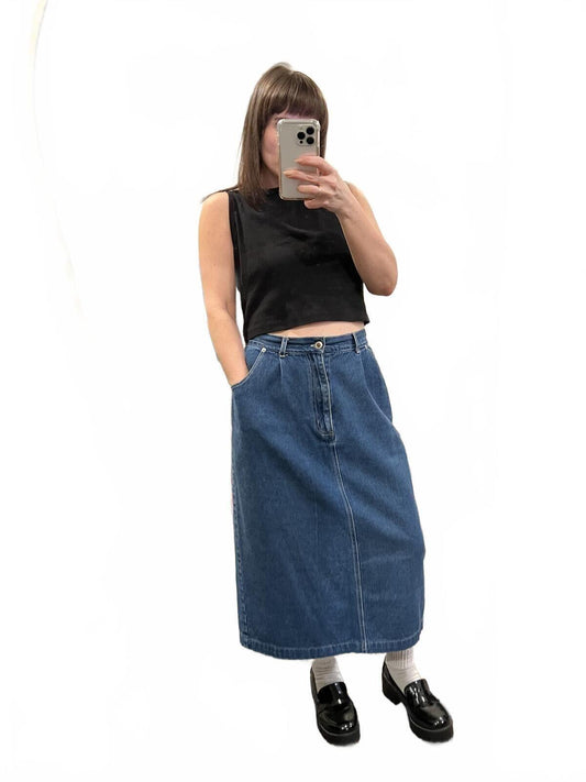 Vintage Denim Midi Skirt