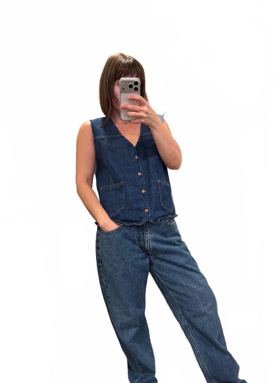 Vintage 90s Dark Wash Denim Vest Top
