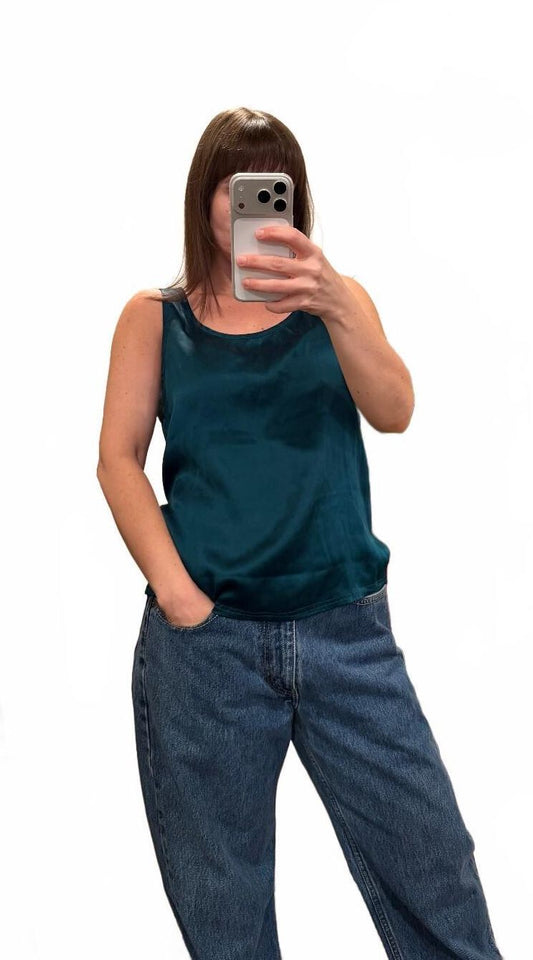 Vintage Victoria’s Secret 100% Silk Tank Emerald Green 90s Minimalist