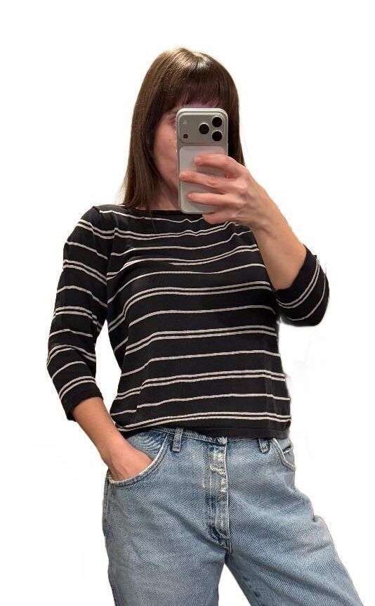 Vintage Silk Stripe Top 90s Minimalist