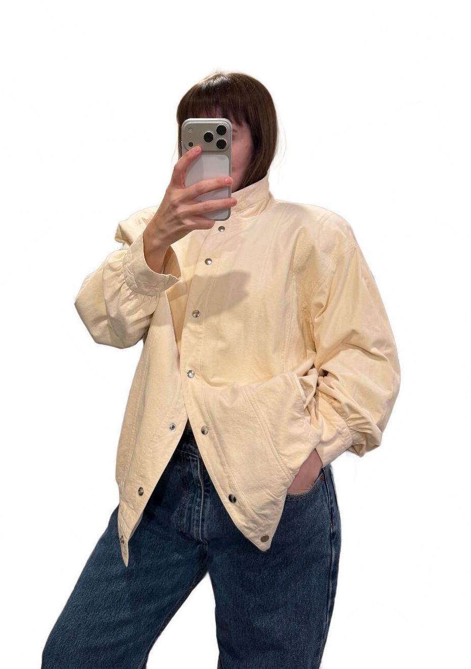 Vintage 90s Buttery Cream Ultrasuede Bomber Jacket Snap Front Minimalist L