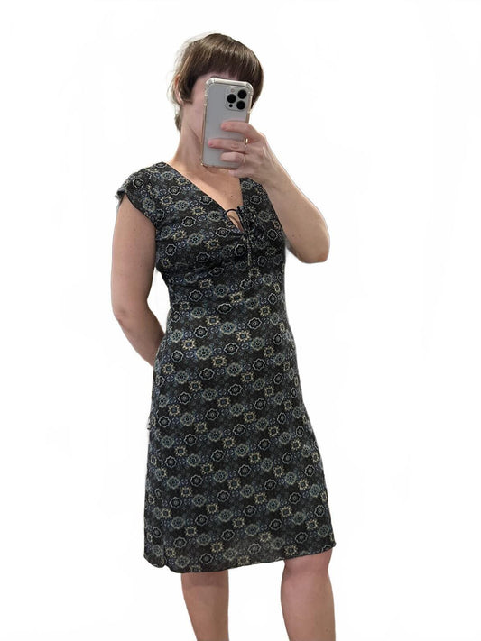 Vintage 90s Blue Floral Mini Dress V Neck Slip Style